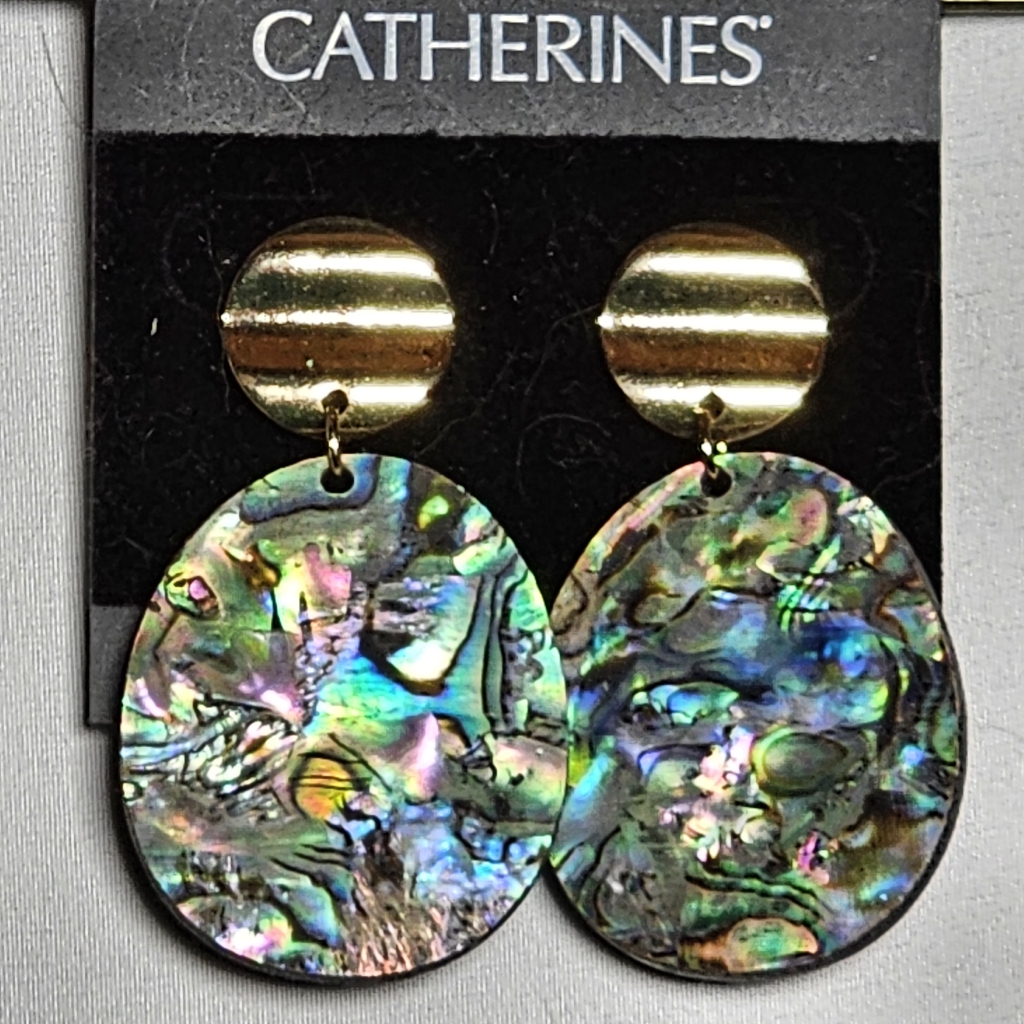 Catherines Goldtone Iridescent Earrings Nwt